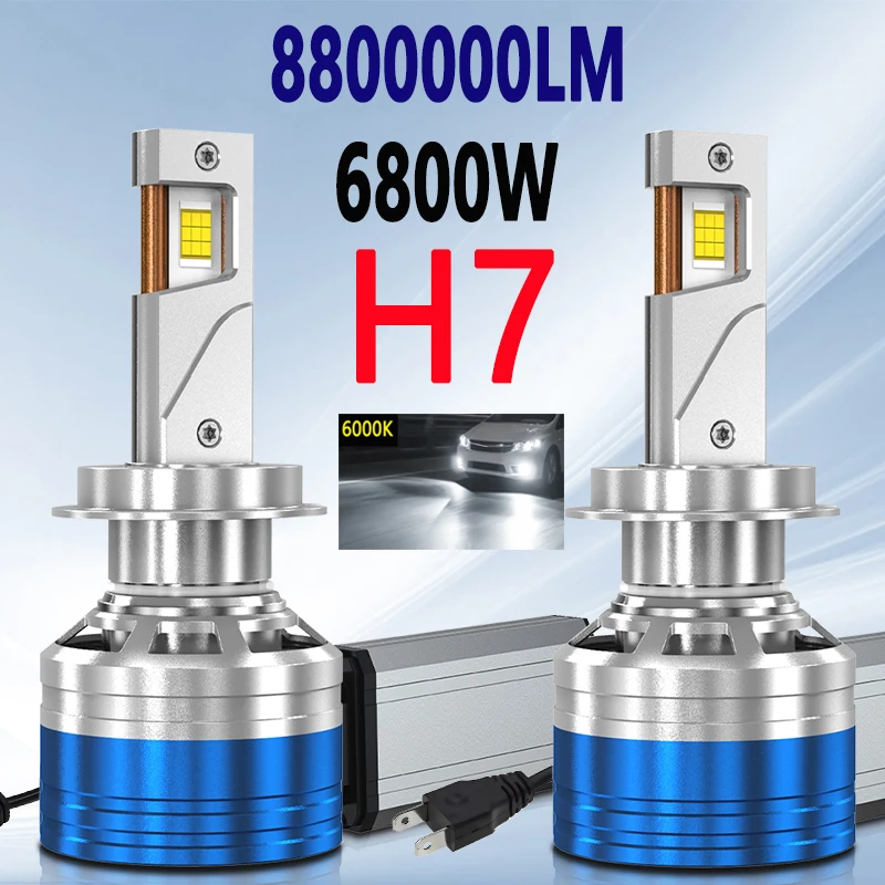 

2Pcs H7 LED Car Headlights Super Bright 8800000LM Canbus High Power 6800W Lamp LED Bulb Turbo Lamp 6000K White 12V 24V