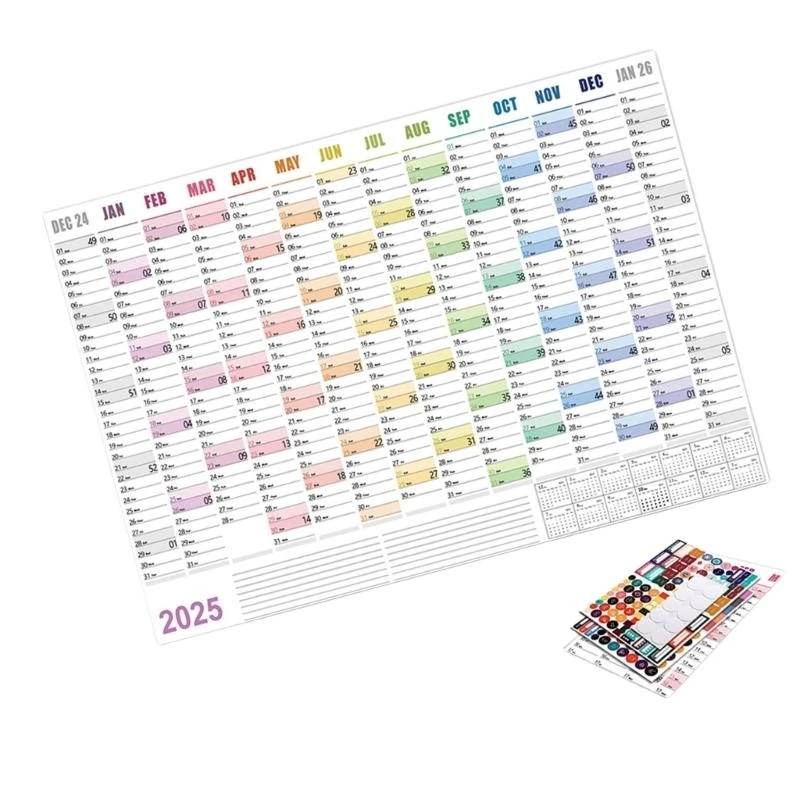 2025 سنويًا على الحائط مخطط 2025 تقويم مخطط الجدار المنزلي 2025 من مخطط الحائط من 01/2025 إلى 12/2025 (74x52 سم) M76A