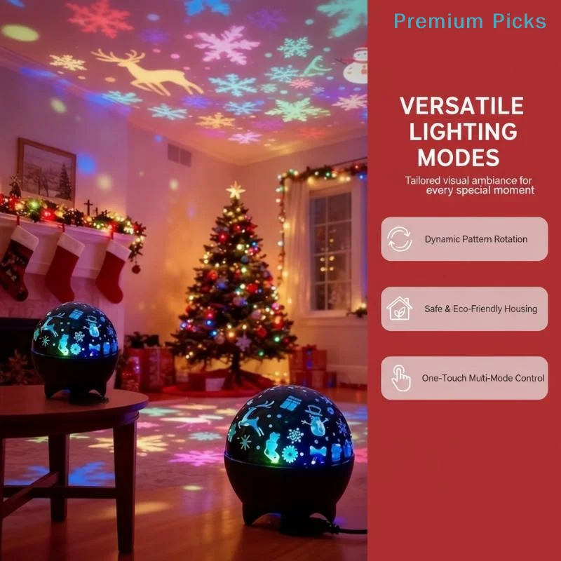 1pc Christmas Holiday Pattern Projection Lamp, Sound-Controlled, Touch-Sensitive Synchronization, Automatic Light Transformation