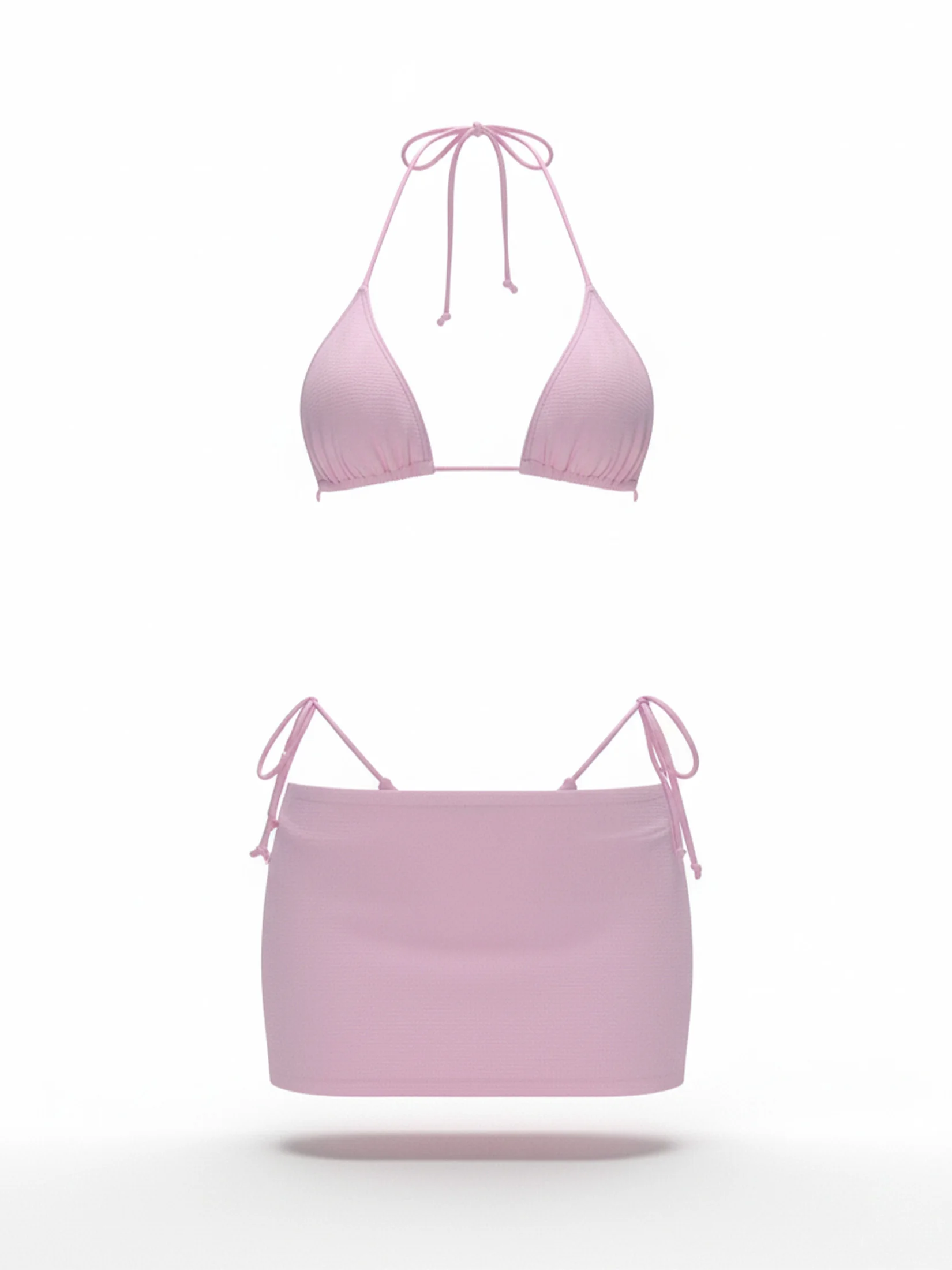 

Сексуальная женская юбка-бикини из 3 предметов, элегантный розовый треугольный бикини с лямкой на шее, мини-юбка с завязками по бокам, 2025, пляжная одежда, купальник K302