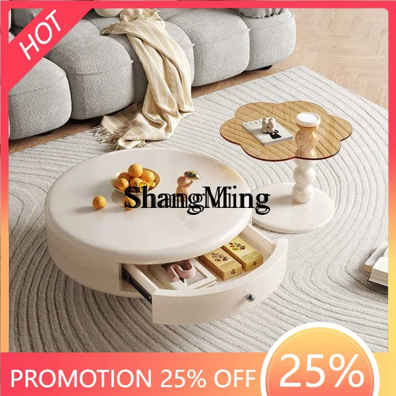 

SM premium cream style coffee table combination simple modern small apartment light luxury high and low cloud tea table