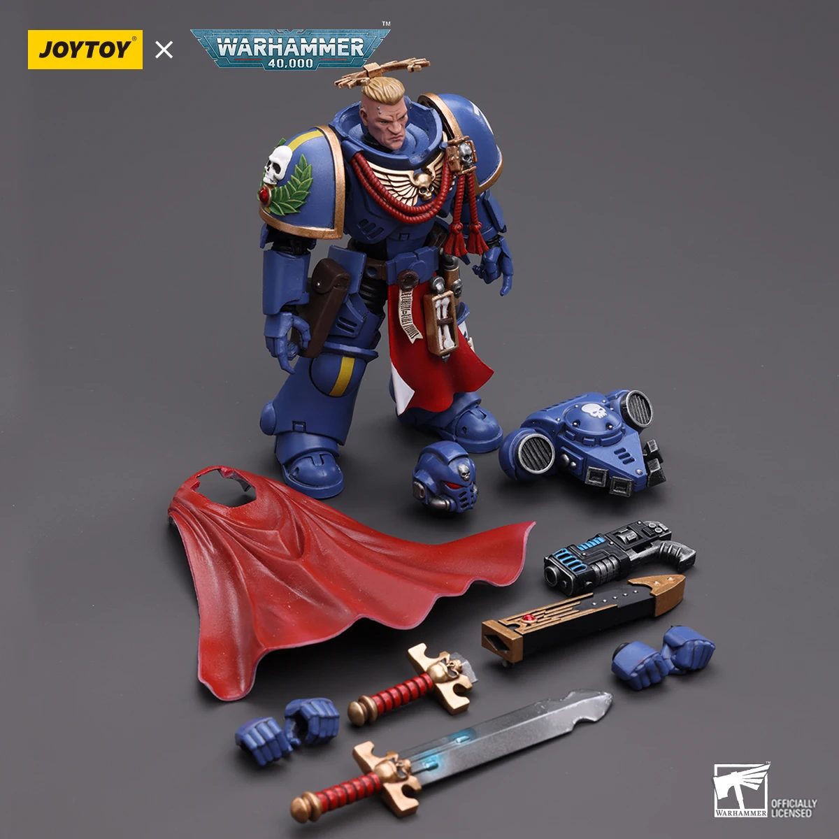 JOYTOY Warhammer 40k Ultramarines Action Figure 1/18Primaris กัปตัน Power Sword & พลาสม่าปืนพก Joint Movable รูปของเล่น