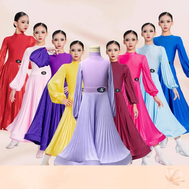 

Костюм для современного латинского танца, высококачественный костюм для соревнований с длинной юбкой для девочек, национальный стандарт, детский профессиональный танцевальный костюм