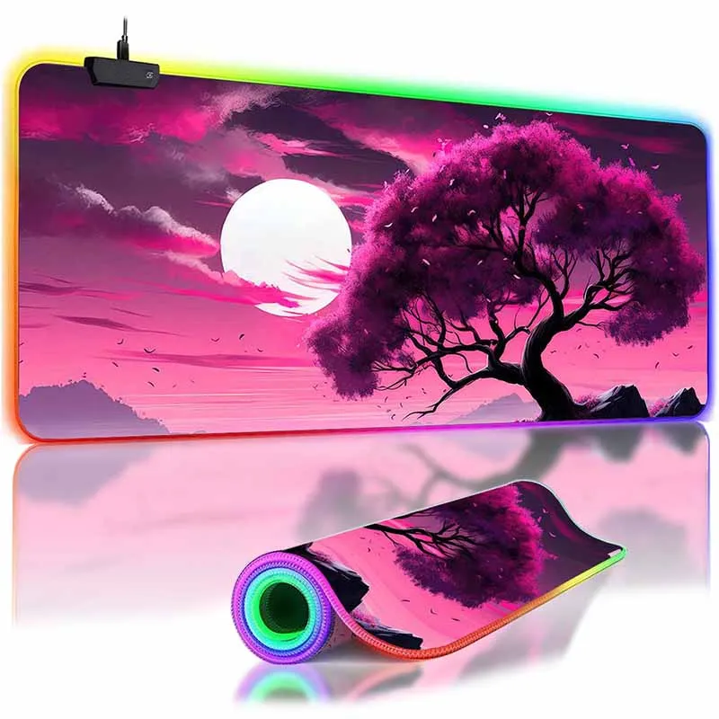 

Sakura Scenery Moon Mousepad HD Printing Computer Gamers Desk Mat Locking Edge Non-slip Mouse Pad XXL Keyboard PC Desk Pads
