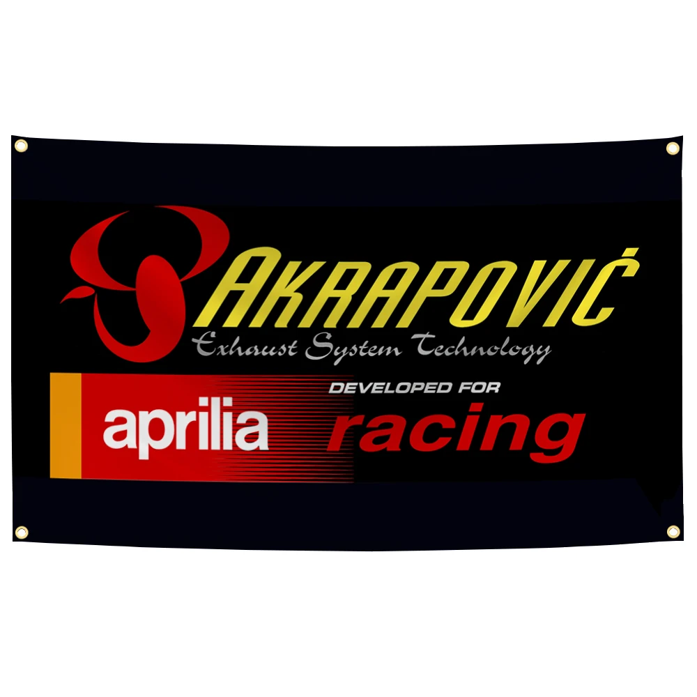 90x150 سنتيمتر A-Akrapovics دراجة نارية العادم العلم البوليستر الطباعة راية ل المرآب جدار الفن ديكور المنزل في الهواء الطلق نسيج