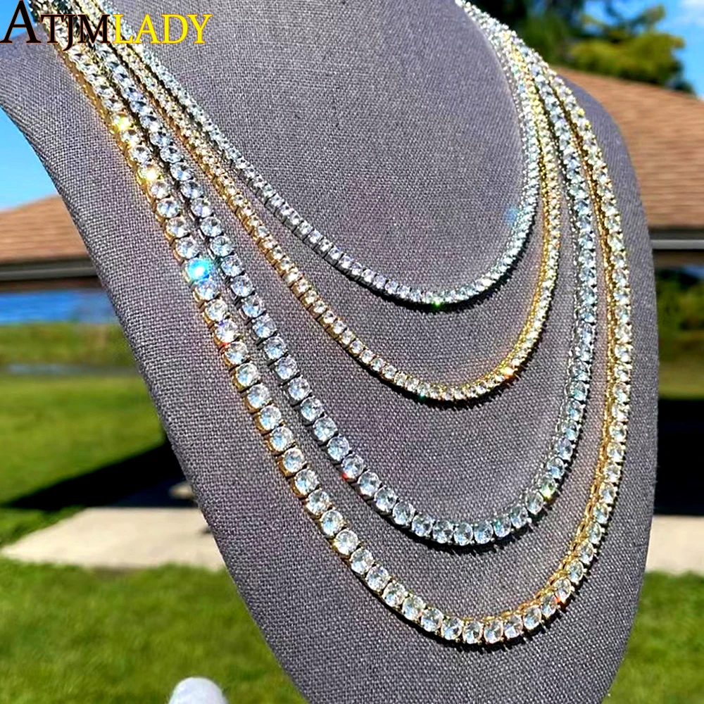 Classic New 3mm CZ Tennis Chain Necklace High Quality Hip Hop Men Women Jewelry Iced Out 1 Row Thin Choker Drop Shipping