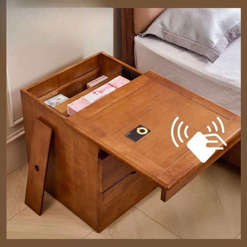 

All solid wood double hidden compartment design new Chinese bedside table household simple entrance bedside table