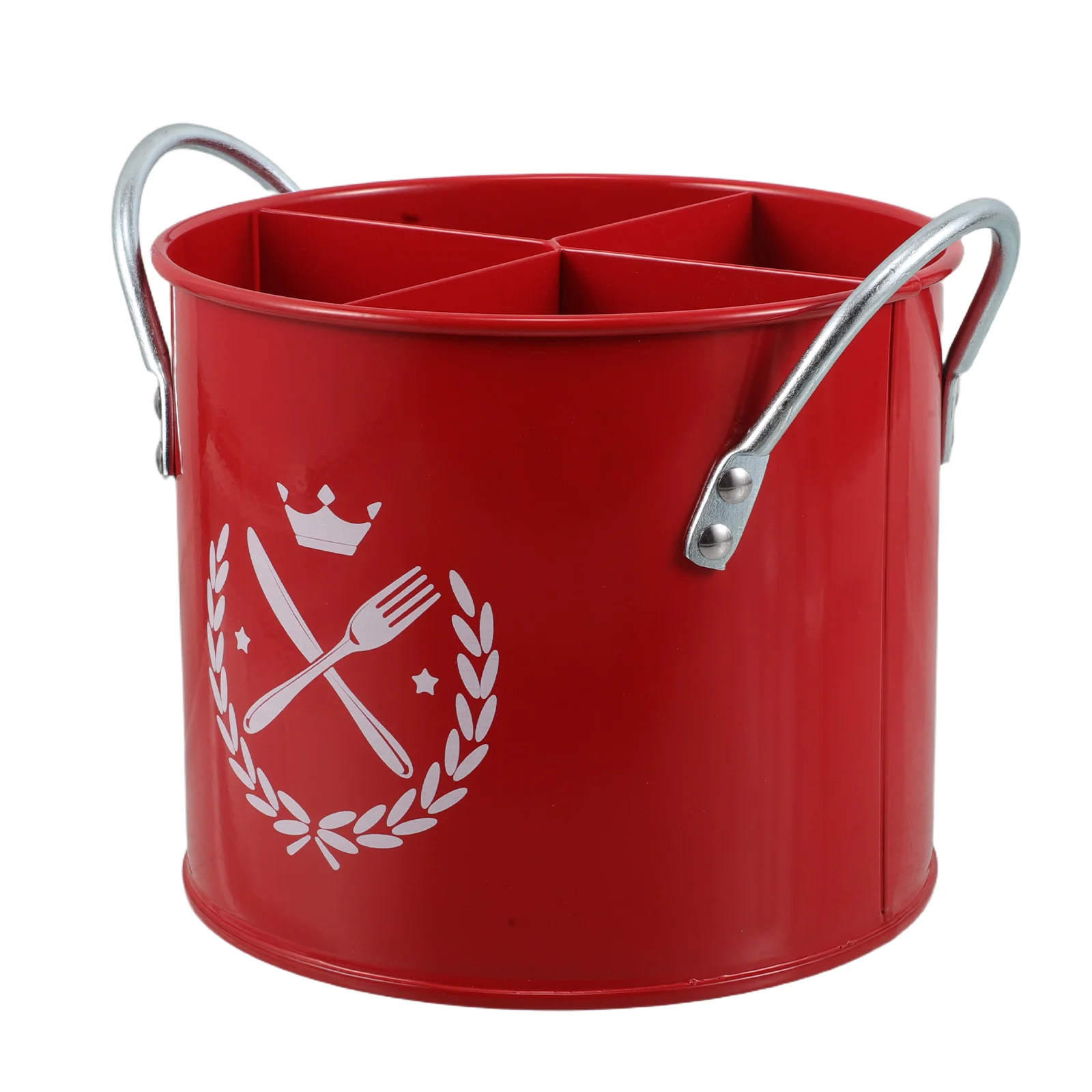 

4 Compartments Christmas Kitchen Chopsticks Organizer Rustic Metal Utensil Holder Portable Draining Utensil Caddy