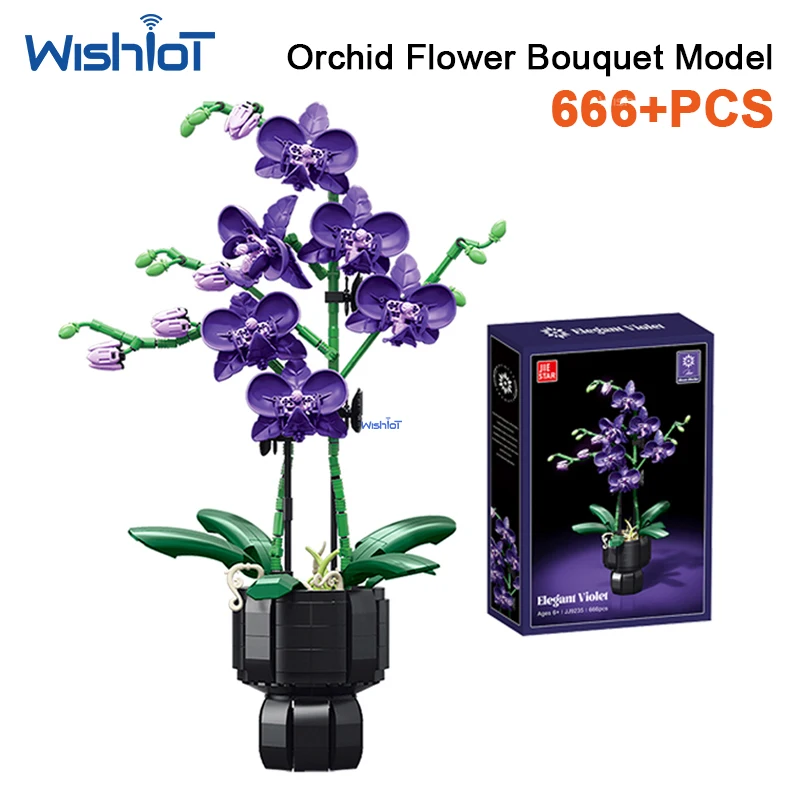 

666PCS Eternal Flower Building Blocks Set - Purple Charm DIY Planter Model Creative Botanical Decor STEM Summer Gift for Girls