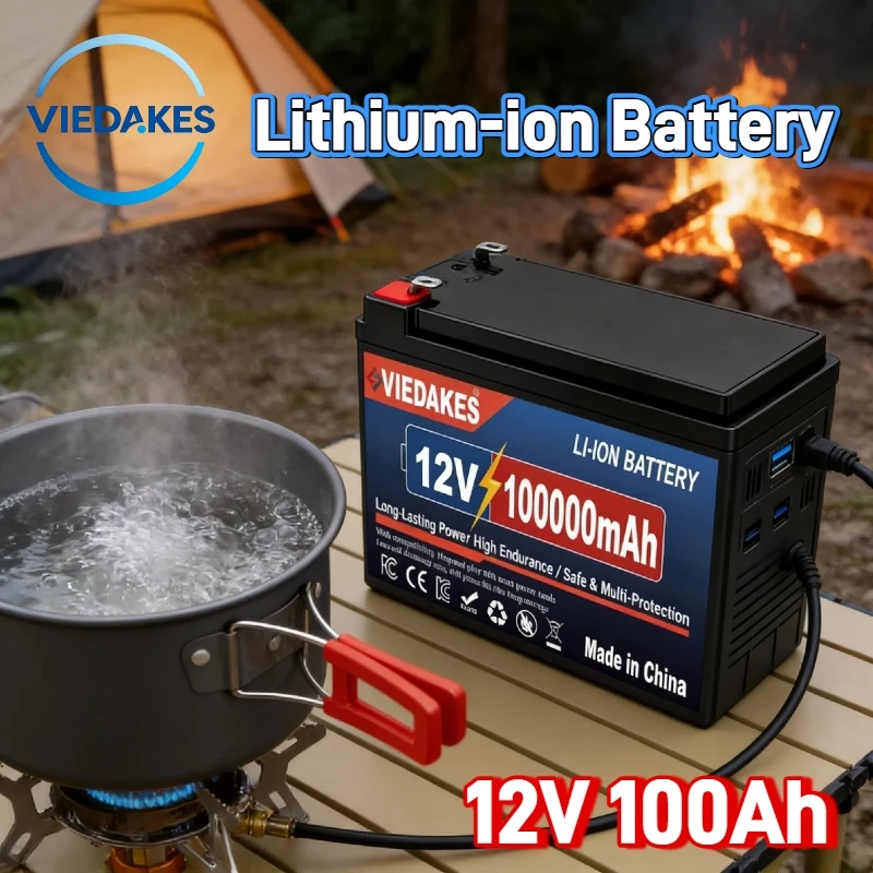 

100Ah Rechargeable 12v lifepo4 battery Lithium Battery Pack for Solar RV Boat Motorcycle Camping