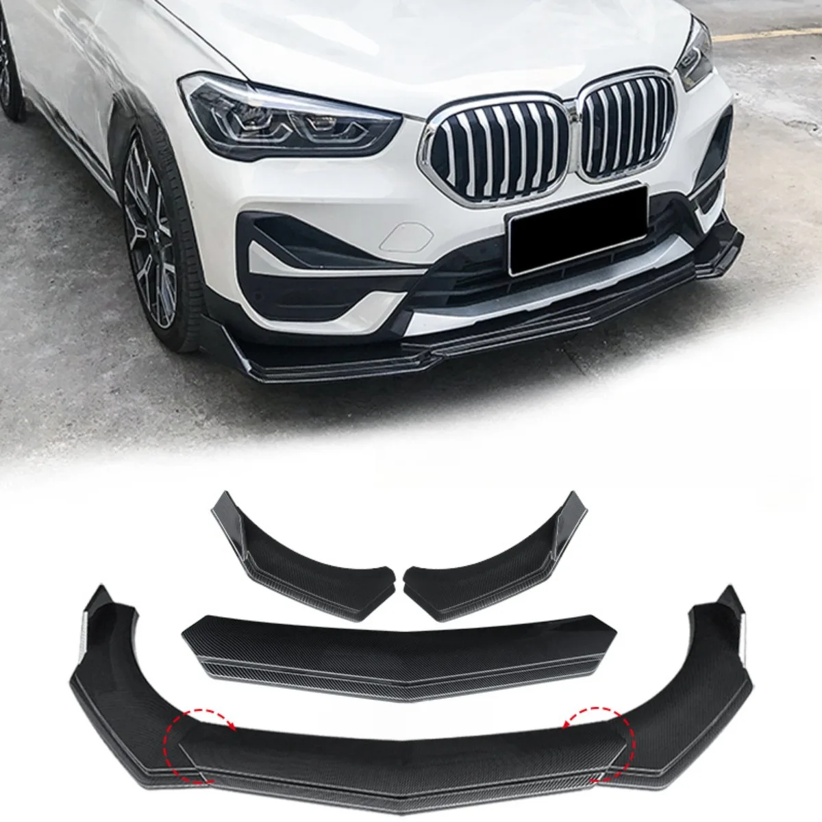 

3PCS Car Front Bumper Lip Spoiler Front Bumper Splitter Deflector Guards For BMW X1 X2 X3 2010-2025 Body Kit Car Accessories
