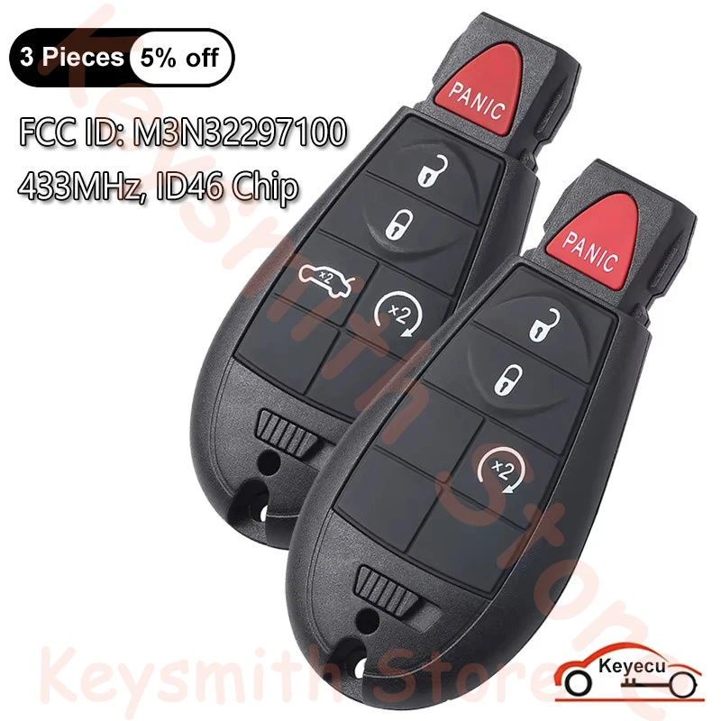 

Чип KEYECU 4 5 кнопок 433 МГц ID46 для Dodge Dart 2012 2013 2014 2015 2016 2017 Автоматический дистанционный брелок FCC # М3Н 32297100 56046773 АА