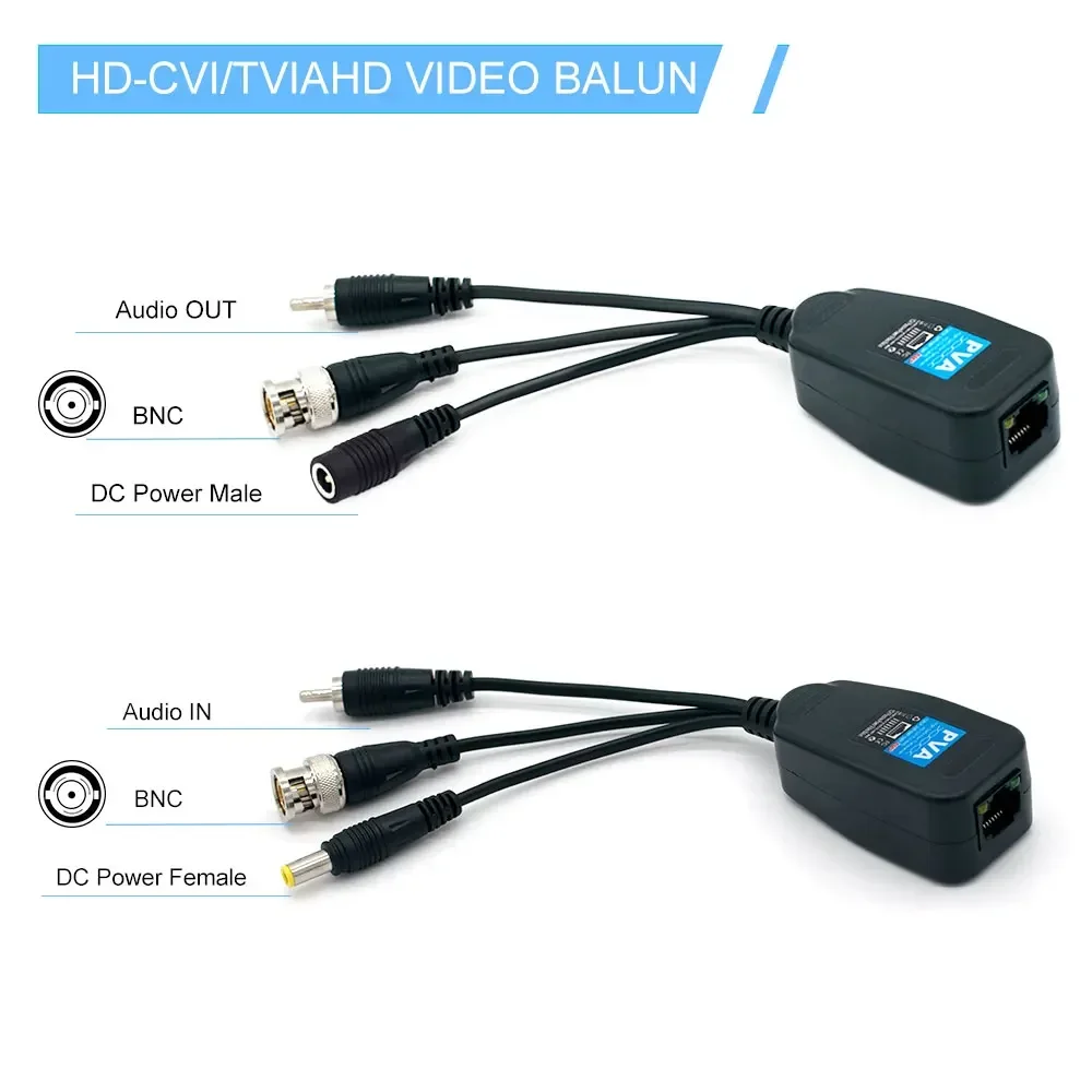 8MP HD BNC Video Power Balun Audio to RJ45 Connector HD-CVI/TVI/AHD Transceiver for CCTV Security Surveillance Camera System