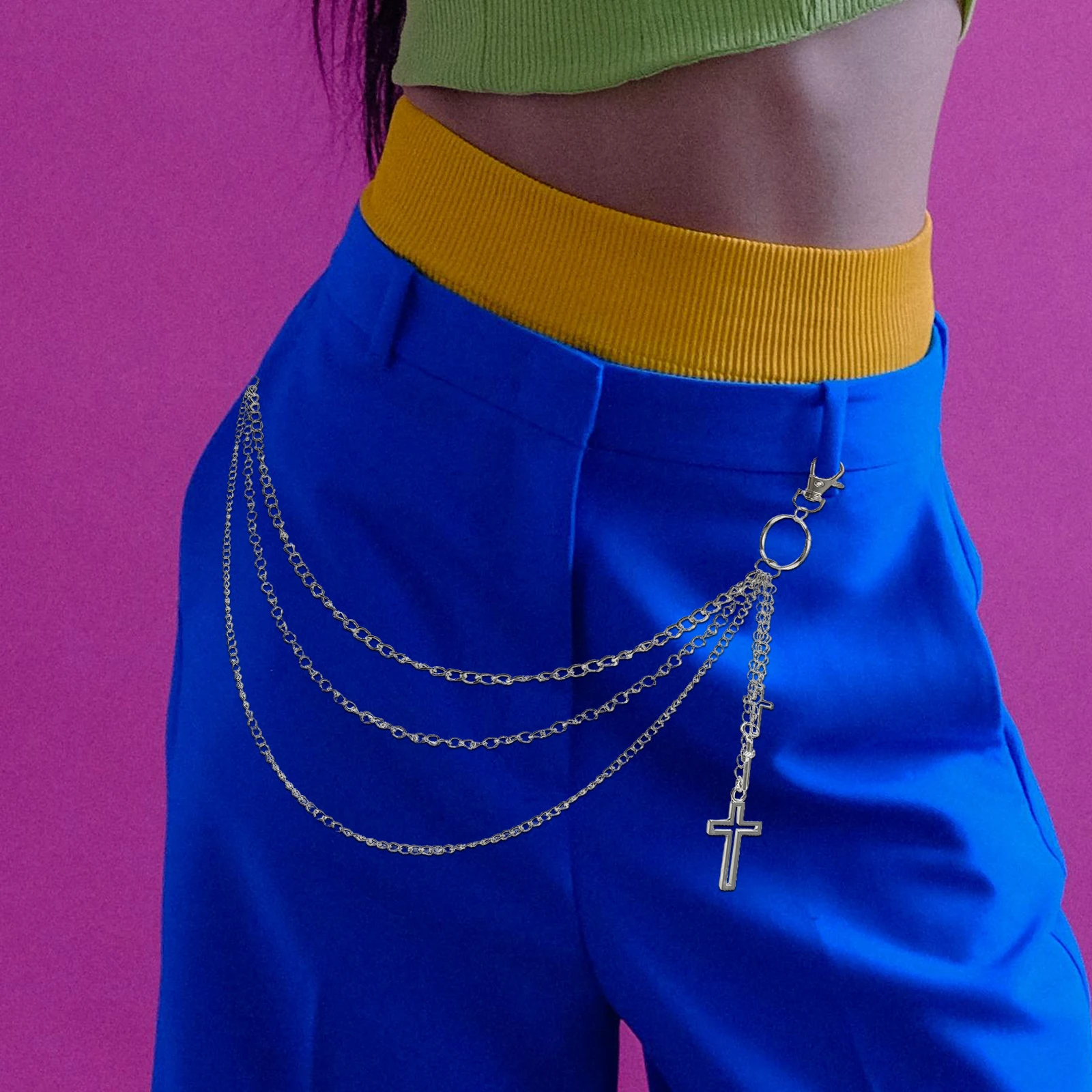 

Belt Disco Waist Chain Belly Chains for Women Personality Silver Clothes Man