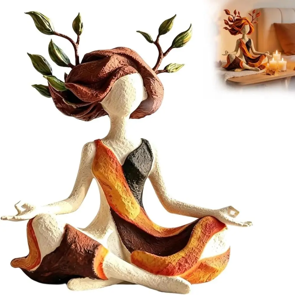 Resin Goddess of Nature Sculpture Inner Harmony Home Decoration Serenity Growth Zen Statue Abstract Hand-Painted Art Statue