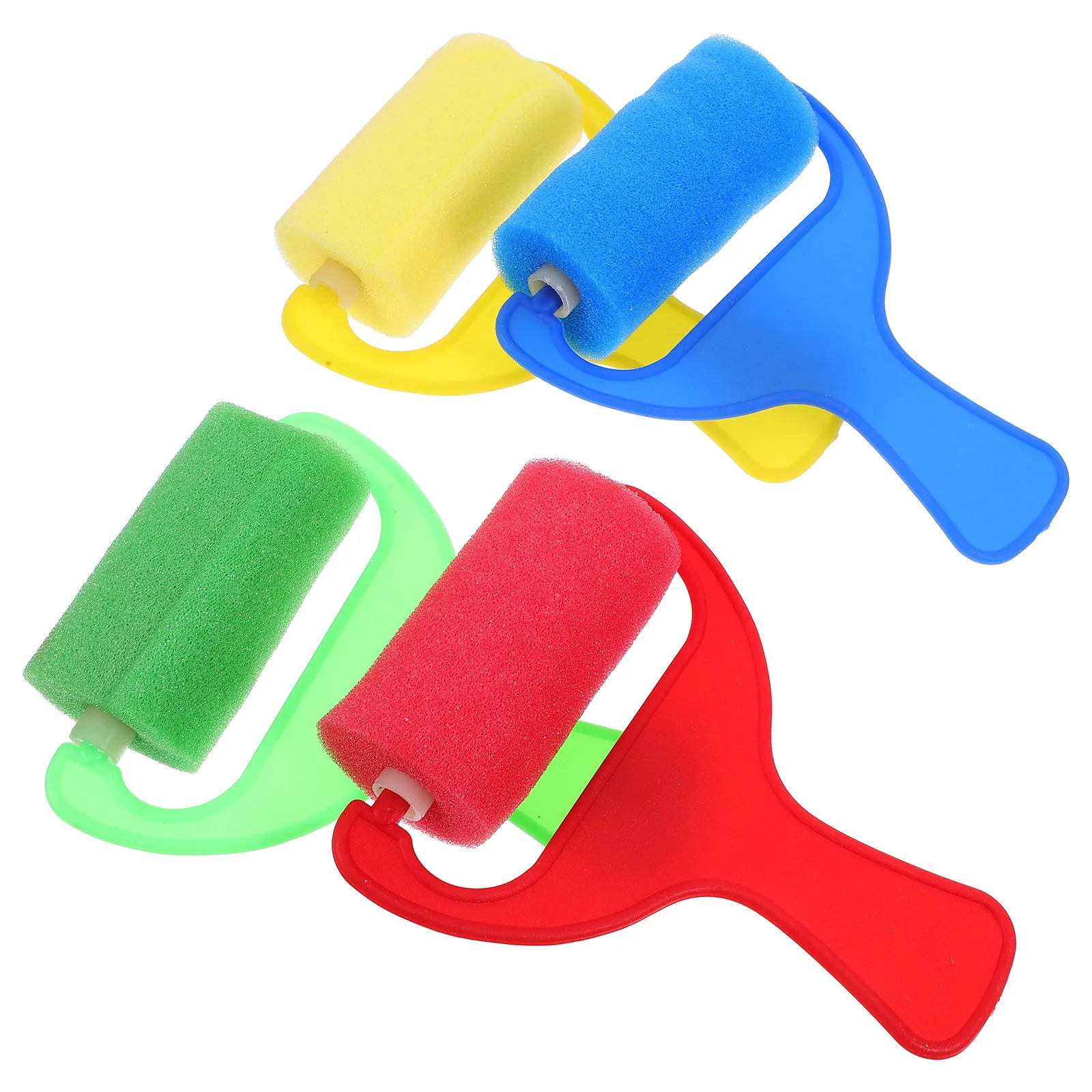4Pcs Wide Handle Painting Brush Sponge Rollers Portable Painting Tools Set for Oil Watercolor Acrylic Drawing Supplies
