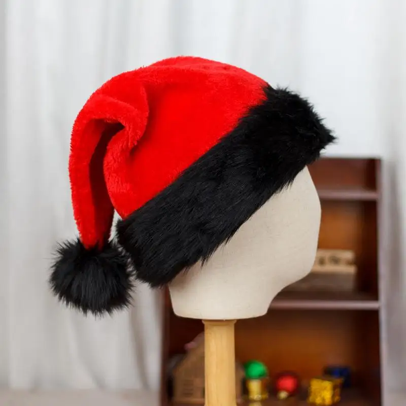Cappello da Babbo Natale per adulti Cappelli natalizi per le vacanze Velluto unisex Rosso Pelliccia classica Comfort Forniture per feste festive di Capodanno