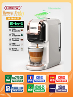 HiBREW 5 in 1 Multiple Capsule Coffee Machine Hot/Cold DG Cappuccino Nes Small Capsule ESE Pod Ground Coffee Cafeteria 20Bar H2B