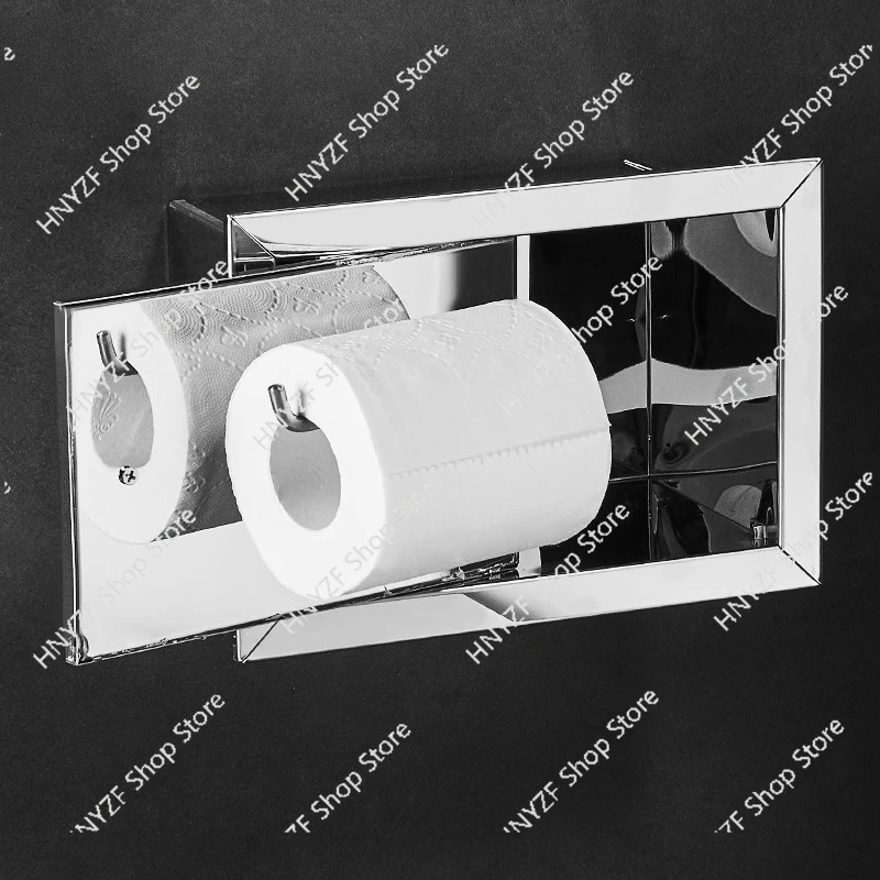 304 stainless steel into the wall type embedded single roll paper rack toilet tissue box concealed