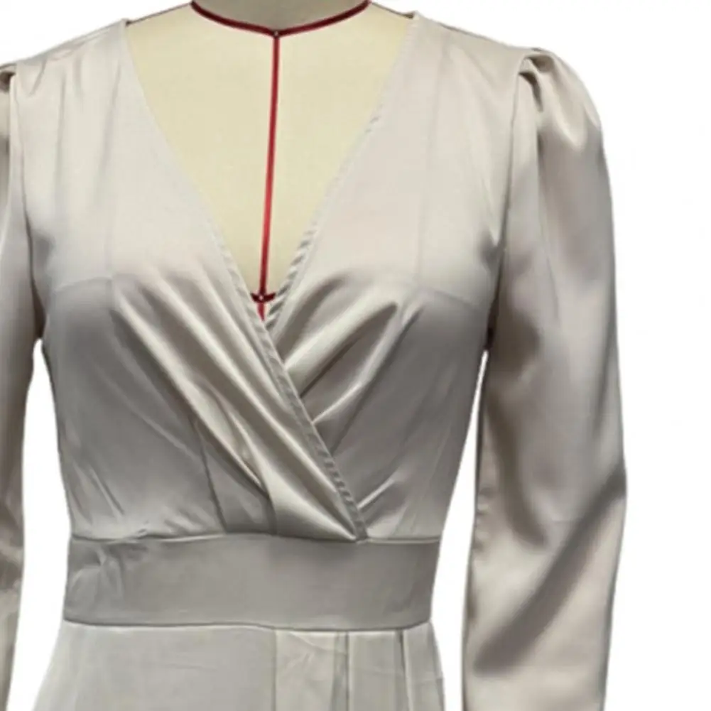 Mulheres elegantes moda sexy vestidos femininos festa noite vestidos com decote em v vestido de cetim cintura de corte baixo vestidos casuais femininos 2025