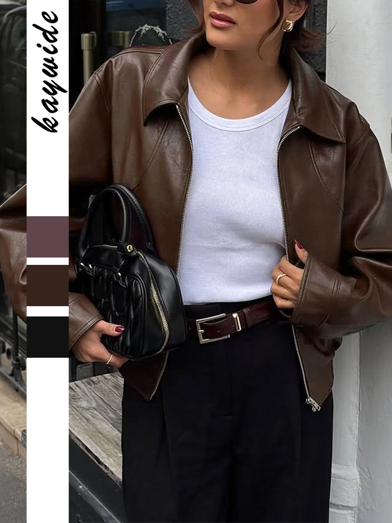 سترات منفوخة للنساء سترة طيار للخريف من الكتان ذات أساور مكبلة احترافية كلاسيكية جاهزة الحد الأدنى OL يوميًا