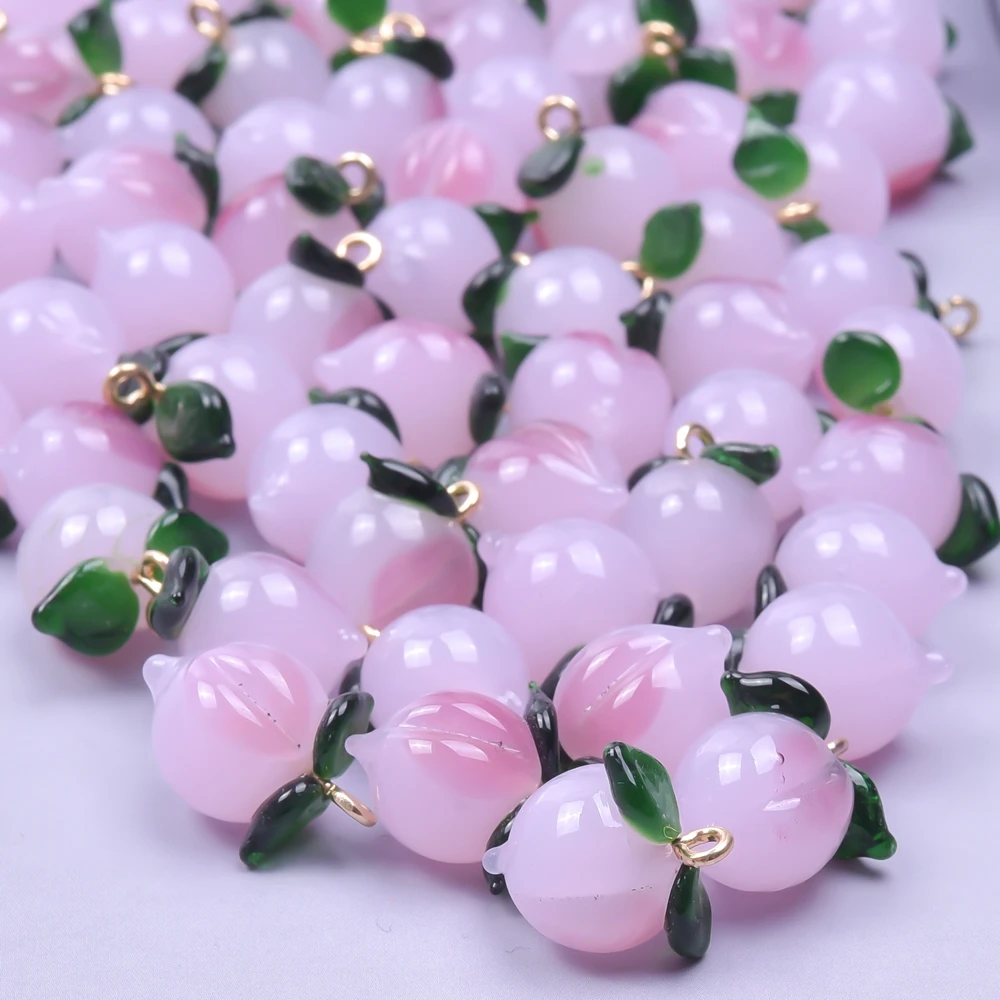 5Pcs/Lot Mix Styles Glass Fruit  Strawberry Peach Charms Diy Vegetable Eggplant Sweet Potato Pendant Jewelry Accessories Finding