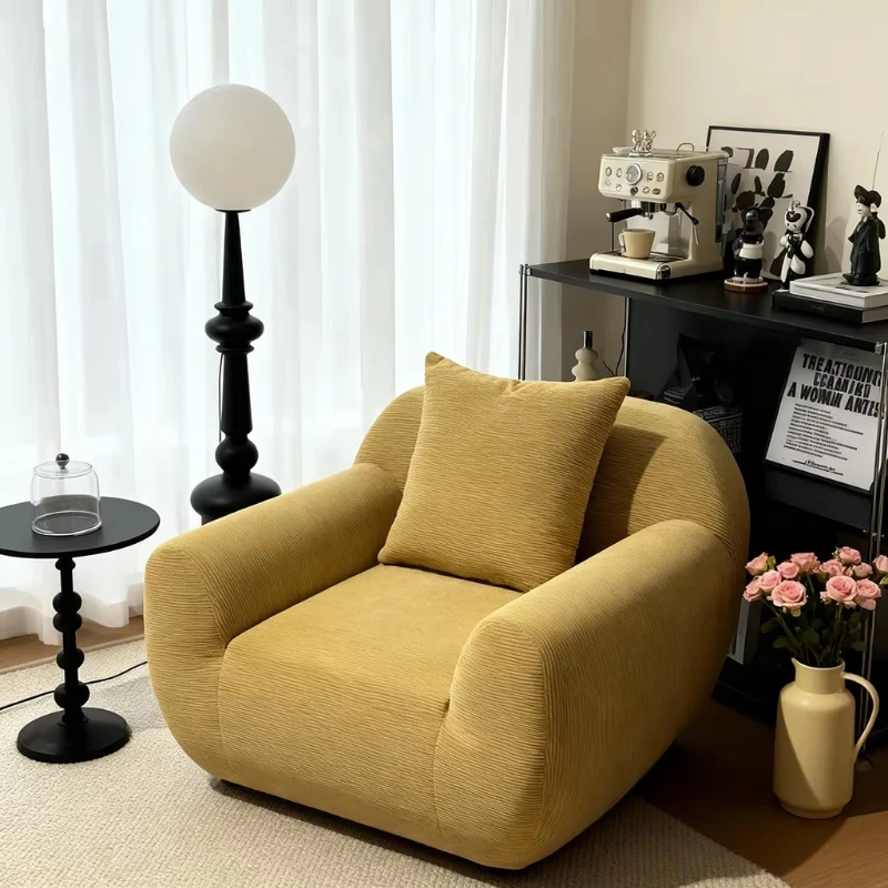 Lazy Sofa Modern Apartment Hotel Bedroom/Living Room Furniture Blue and White Fabric Modular Sponge Filled Single Sofa Set