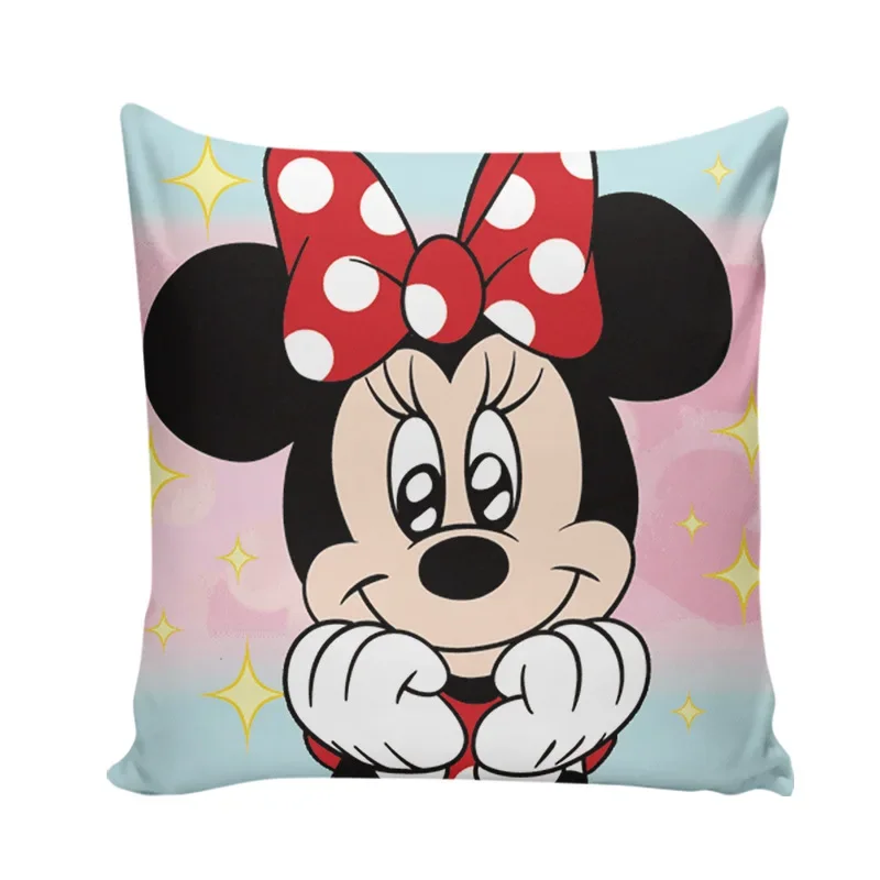 Disney Cartoon Mickey Mouse Minnie Pillowcase Children Black White Plaid Pillow Cover  Christmas Birthday Present Dropshipping