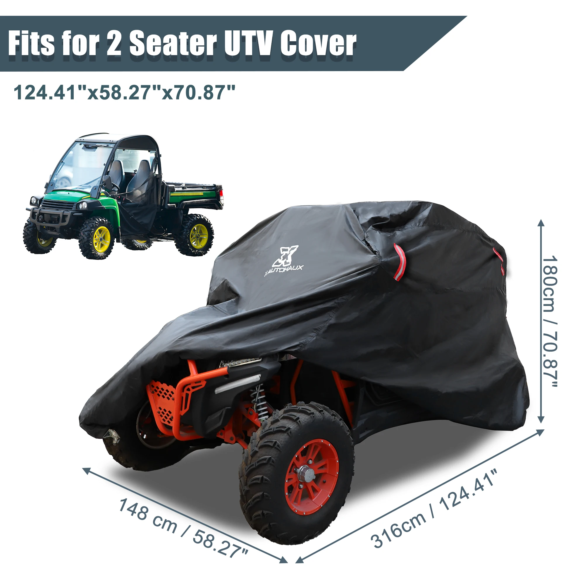 

Uxcell UTV Cover Waterproof 210D All Weather Protection Full Cover for Polaris RZR for Honda Pioneer Side by Side UTV Black