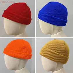 Knit Short Beanies Hats for Men Women Bonnets Pure Color Lightweight Headwear Helmet Liner Sleep Caps Unisex Winter Hats