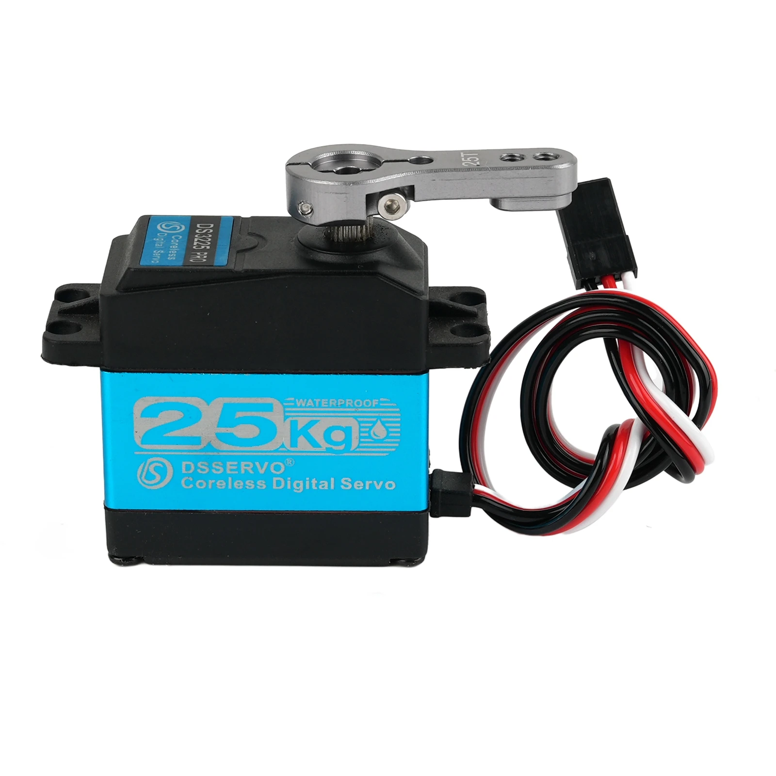 DS3225 PRO 25KG 7,4V digitale robotservo 180 graden metalen tandwiel waterdicht IP66 met 25T servoarm kernloze motor voor RC-auto's
