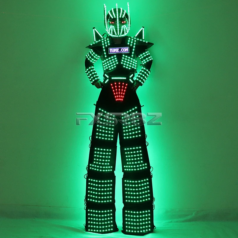 LED Light Stilts Walker Robot Suit Luminous Rangers Costumes LED Screen Logo Clothes Bar Party Disco Nightclub Robot Dance Show