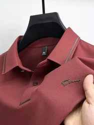 Men's Long Sleeve Brand High end Polo Shirt Business Casual Polo Collar Exquisite Print Wrinkle Proof Spring and Autumn T-shirt