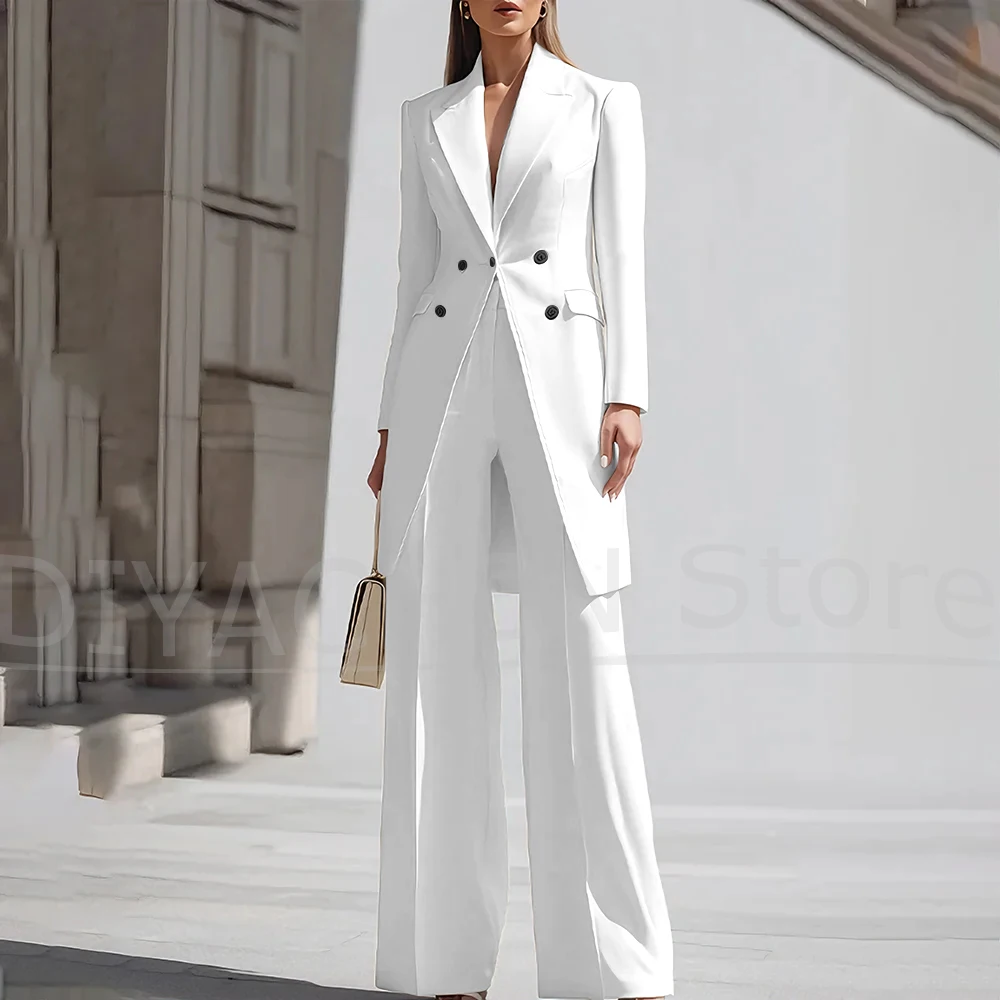 Conjuntos de calças femininas de luxo 2 peças chique pico lapela duplo breasted outfit moda elegante diário casual festa escritório senhora ternos