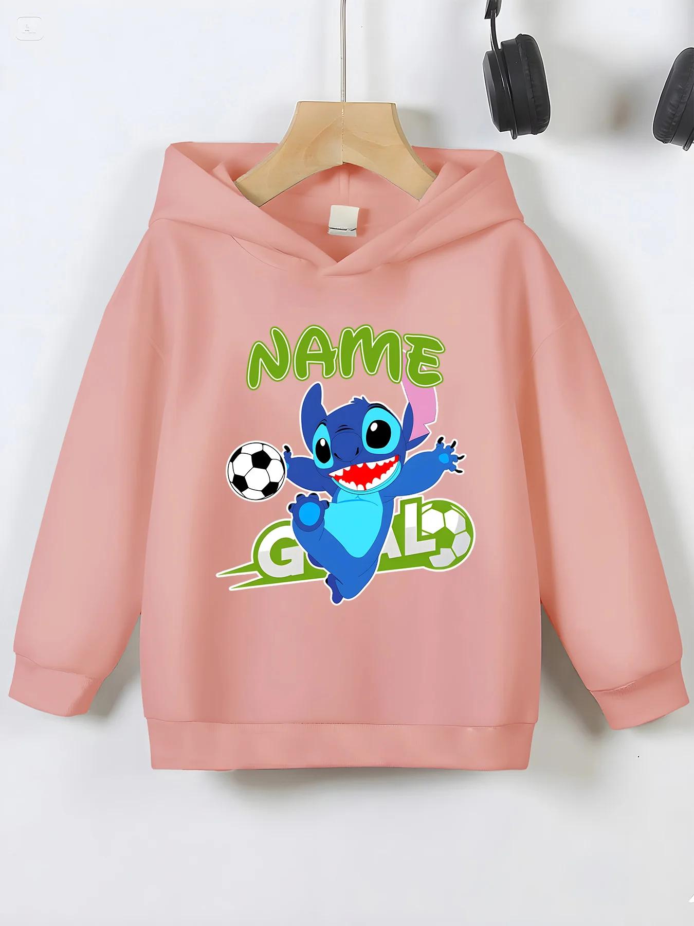 MINISO Football Stitch Hoodie - Stitch playing football, sporty style, perfect for football activities and gym class. Customize