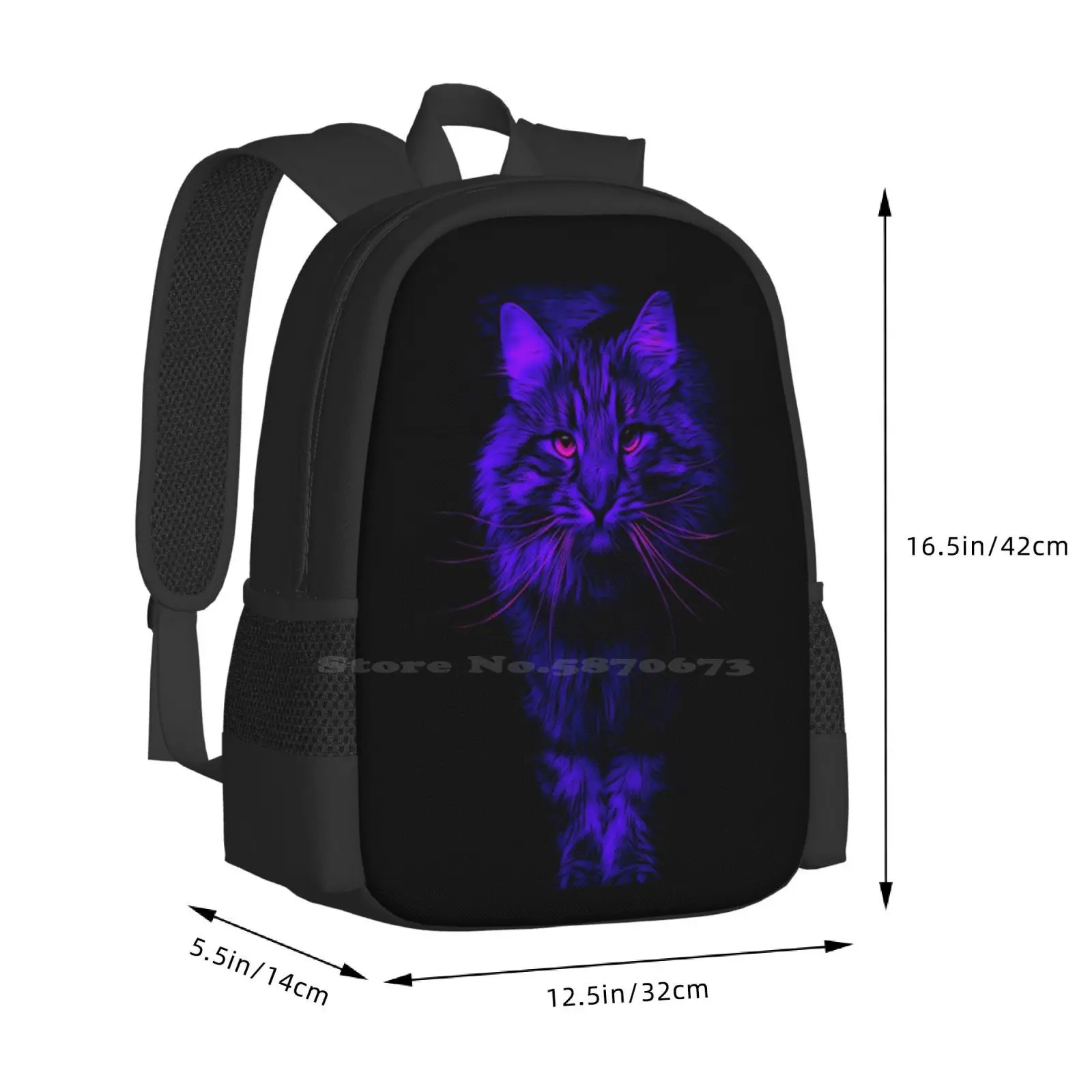 Mochilas escolares de gato azul para adolescentes, bolsas de viaje para ordenador portátil, ojo de gato negro y azul, ojo rojo, Animal de mascota, amante de los gatos, gatito, felino