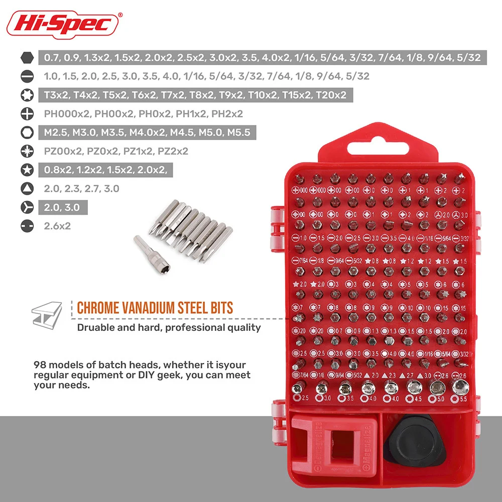 Kit de tournevis électronique Torx, tournevis CR-V 108 pièces Kit d'outils de réparation d'ouverture pour iPhone Caméra Montre Tablette PC