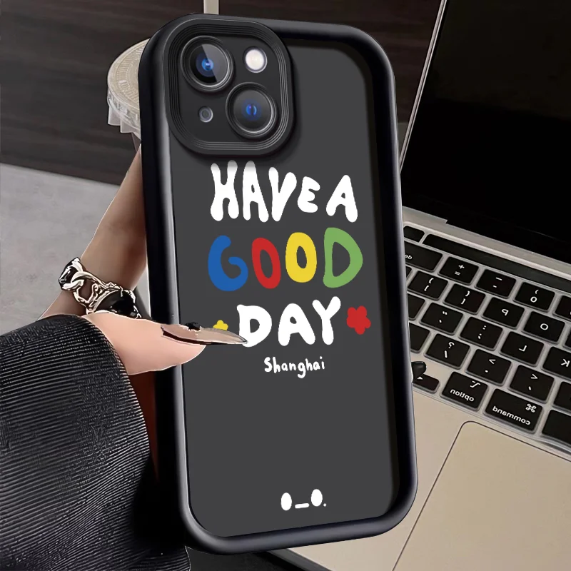 Tianti Colored Tiantian Happy Phone Case For iPhone 15 14 Plus 7 8 X XS XR 11 12 13 Pro Max Silicone Cases Cover