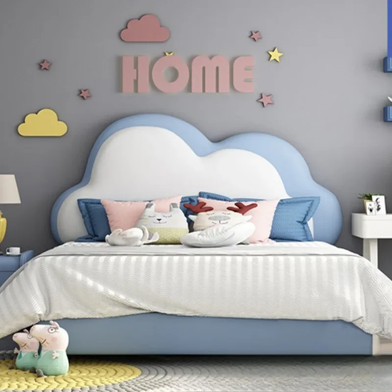 Teen bed creative cartoon bed cloud boy girl 1m 2 single  high box storage two children's