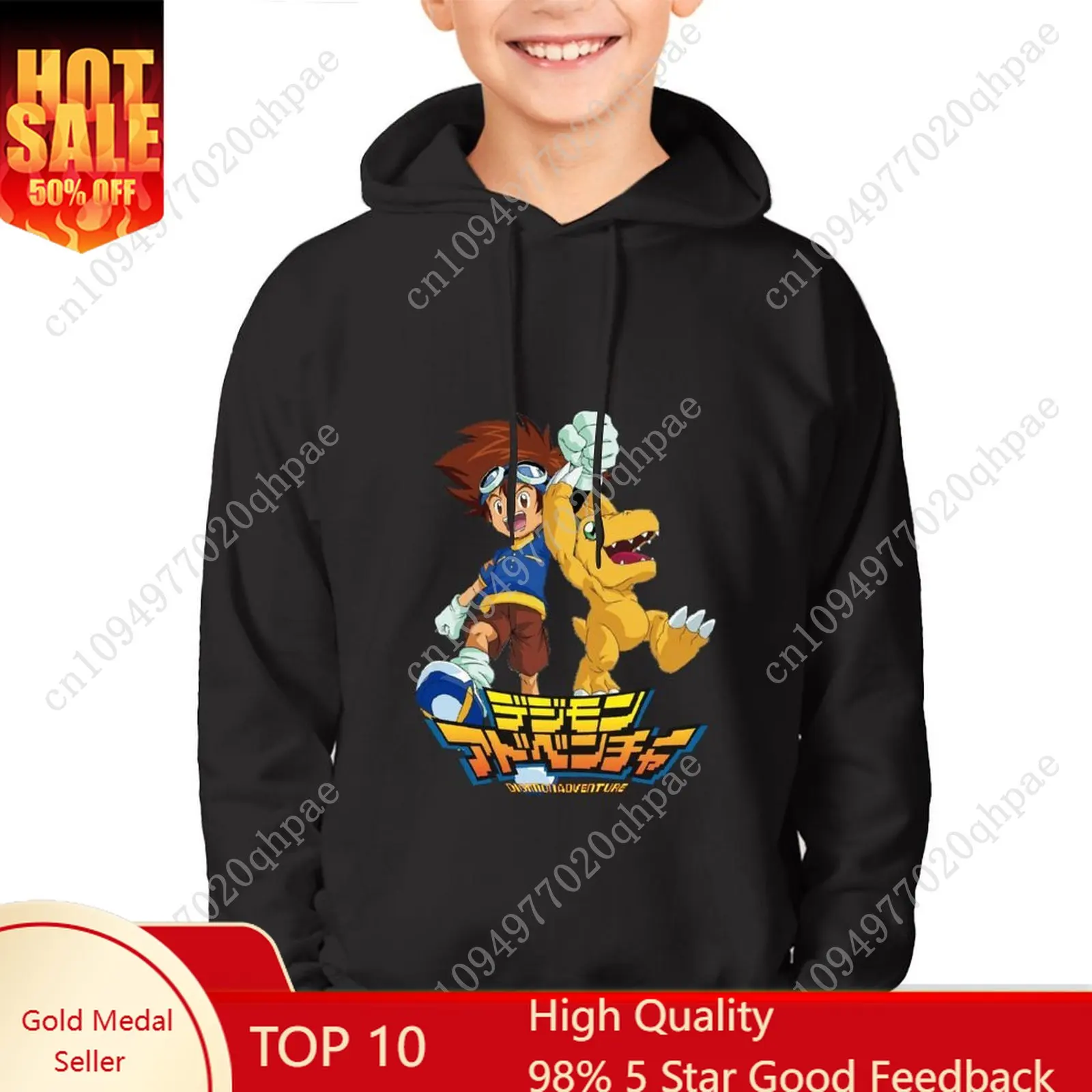 

Толстовка с капюшоном Digimon Adventure для мальчиков и девочек, детская хлопковая толстовка высокого качества, легкие и удобные топы на заказ, весенне-осенние топы