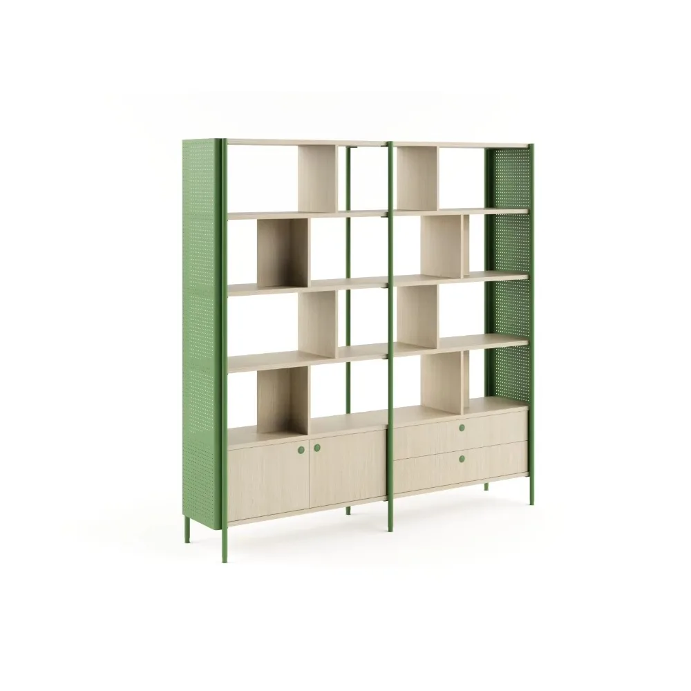 New Hot Sale Freestanding Double Sided Bookshelf Modern Geometric Office Divider Wall Shelf