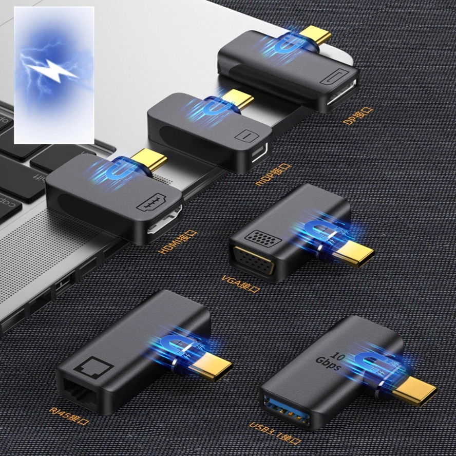 Metal Magnetic USB Type C Adapter 8K Video Converter with USB 3.2 HDMI DP VGA RJ45 Compatible for Laptop Phone MacBook