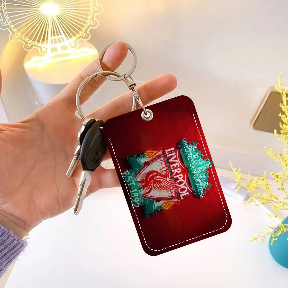 L-Liverpools مستطيل بطاقة الهوية حالة المفاتيح الوصول حافظة للبطاقات مفتاح العلامة حلقة حامل البطاقة الجلدية حلقة رئيسية الوصول #6
