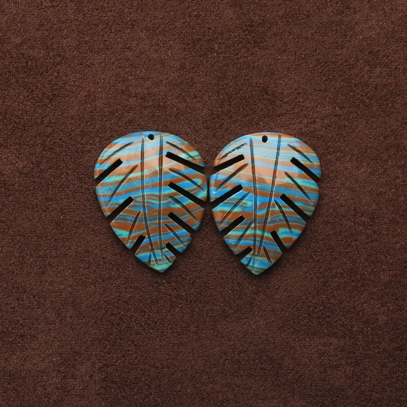 

Женские модные ювелирные изделия ручной работы, серьги в форме радужной яшмы в форме листа, аксессуары из драгоценных камней 22x28x5 мм 7 г