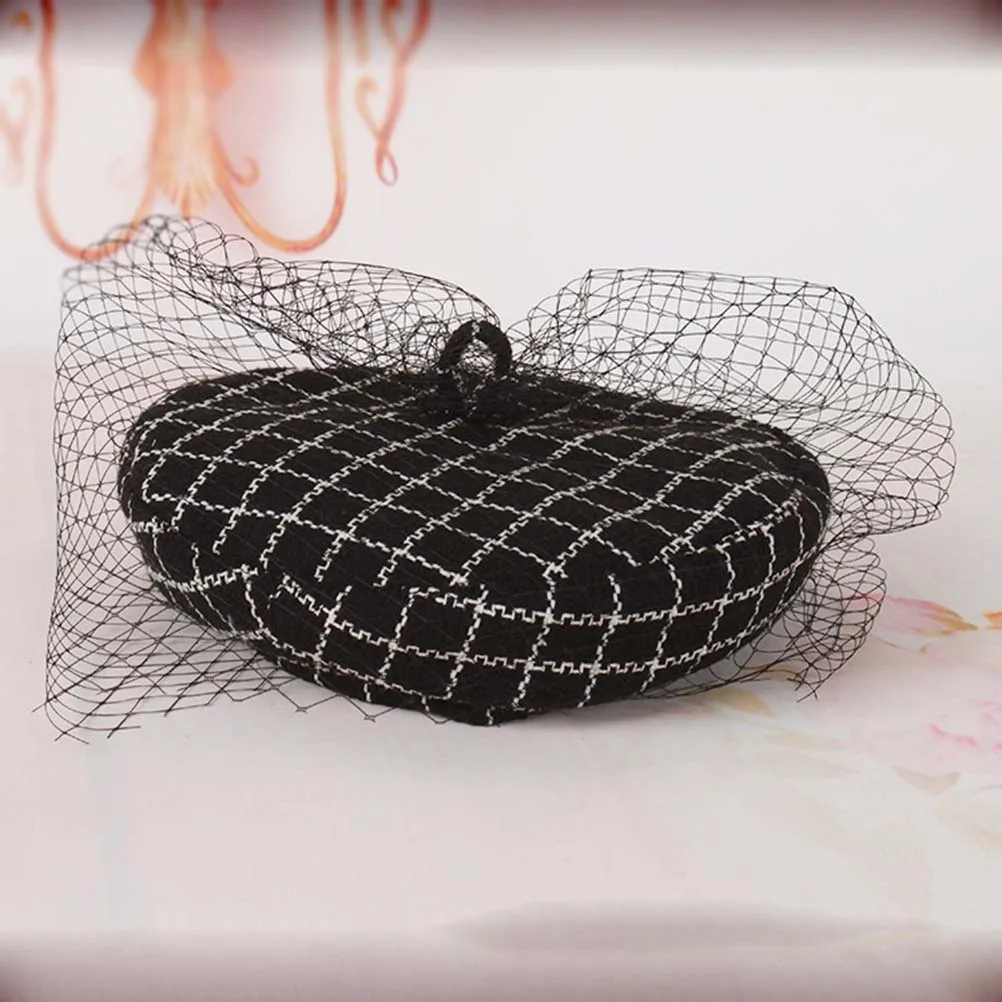 

Retro Mesh Hat Vintage Octagonal Cap Women Fashion Black Tea Party Weddings Christmas Easter Cocktail Carnivals