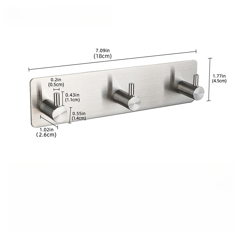 

1PC No-Drill Adhesive Hook - Stainless Steel Seamless Wall Hanger for Hats, Coats, Kitchen & Bathroom, Heavy Duty Stick-On Hook"