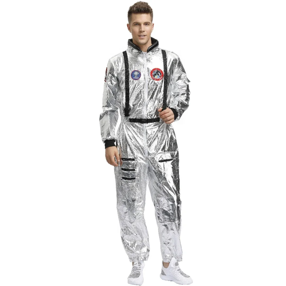 Halloween Astronaut Silver Spaceman Cosplay Costume Space Suit Men Women Jumpsuit Halloween Carnival Party Dress Up Gift Suit