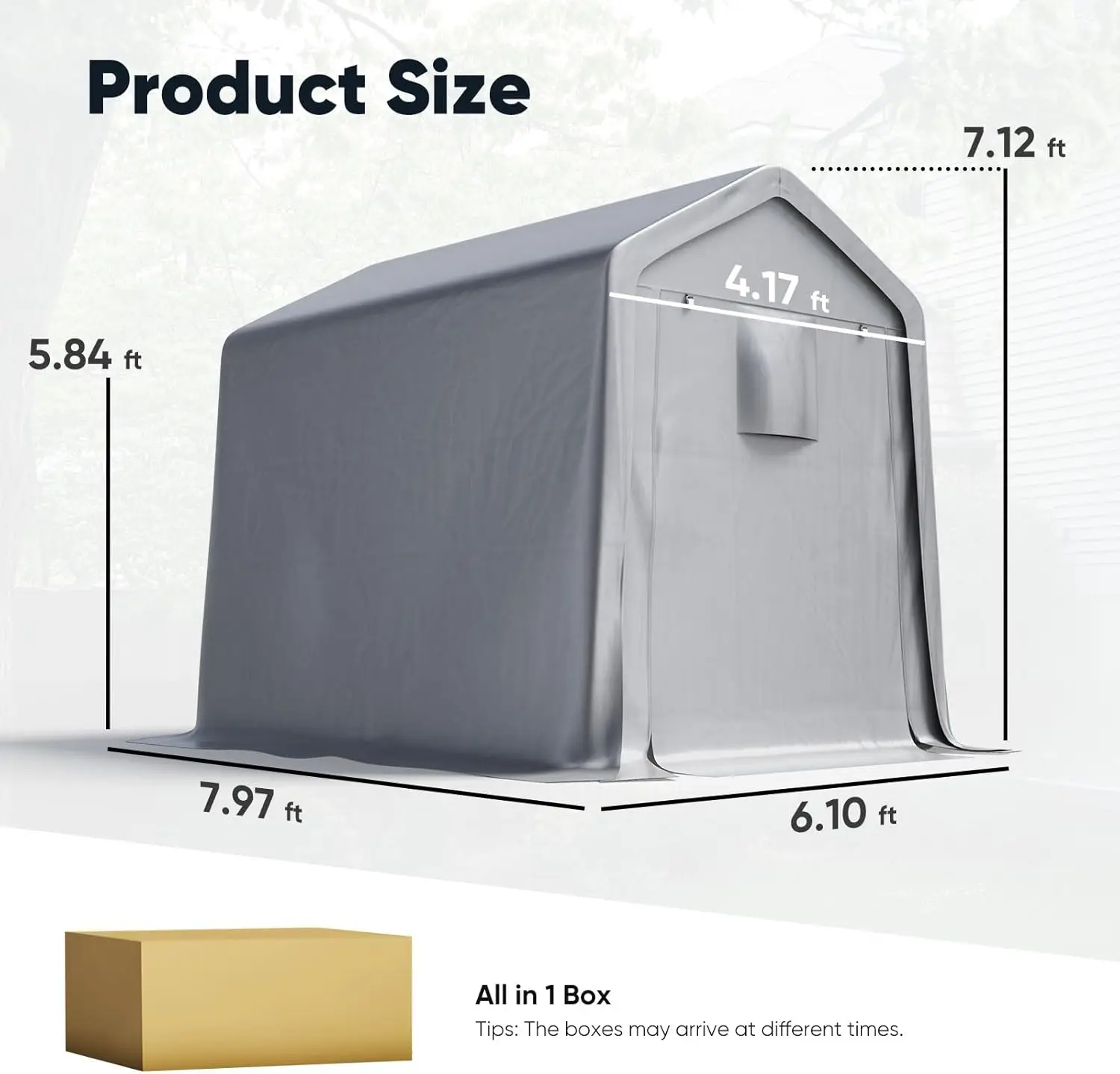 Namiot garażowy Quictent Heavy Duty 6x8FT z rolowanymi oknami z siatki i wzmocnioną ramą, przenośny baldachim garażowy na motocykl