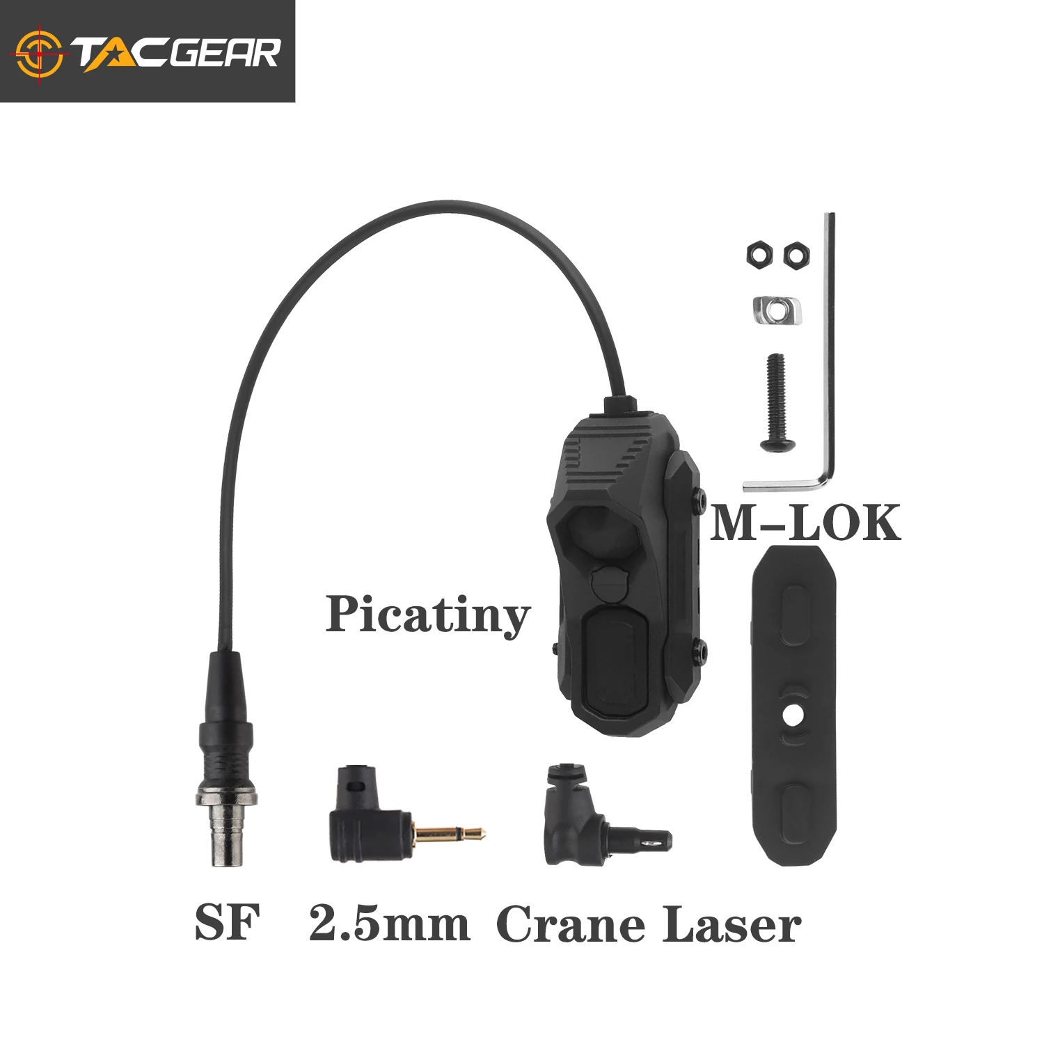 TACGEAR AXON Picatinny M-lok Wire Button switch Crane Laser 2.5mm SF plug Adapter for SF Flashlight Weapon Light PEQ