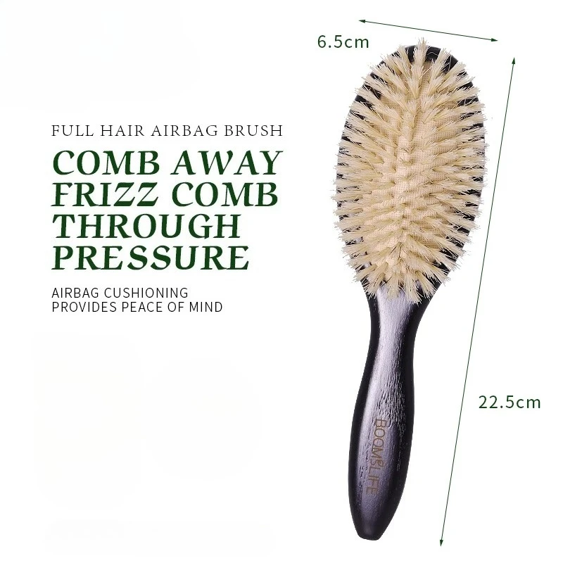 Personalized Hair Brush Black Color Anti Static Massage HairBrush Oak Wood Hair Comb For Long Short Hair Care